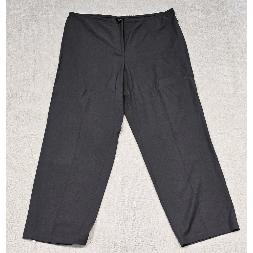 Eileen Fisher Brown XL Wide Leg Dress Pants Trousers Wool Blend Quiet Luxury